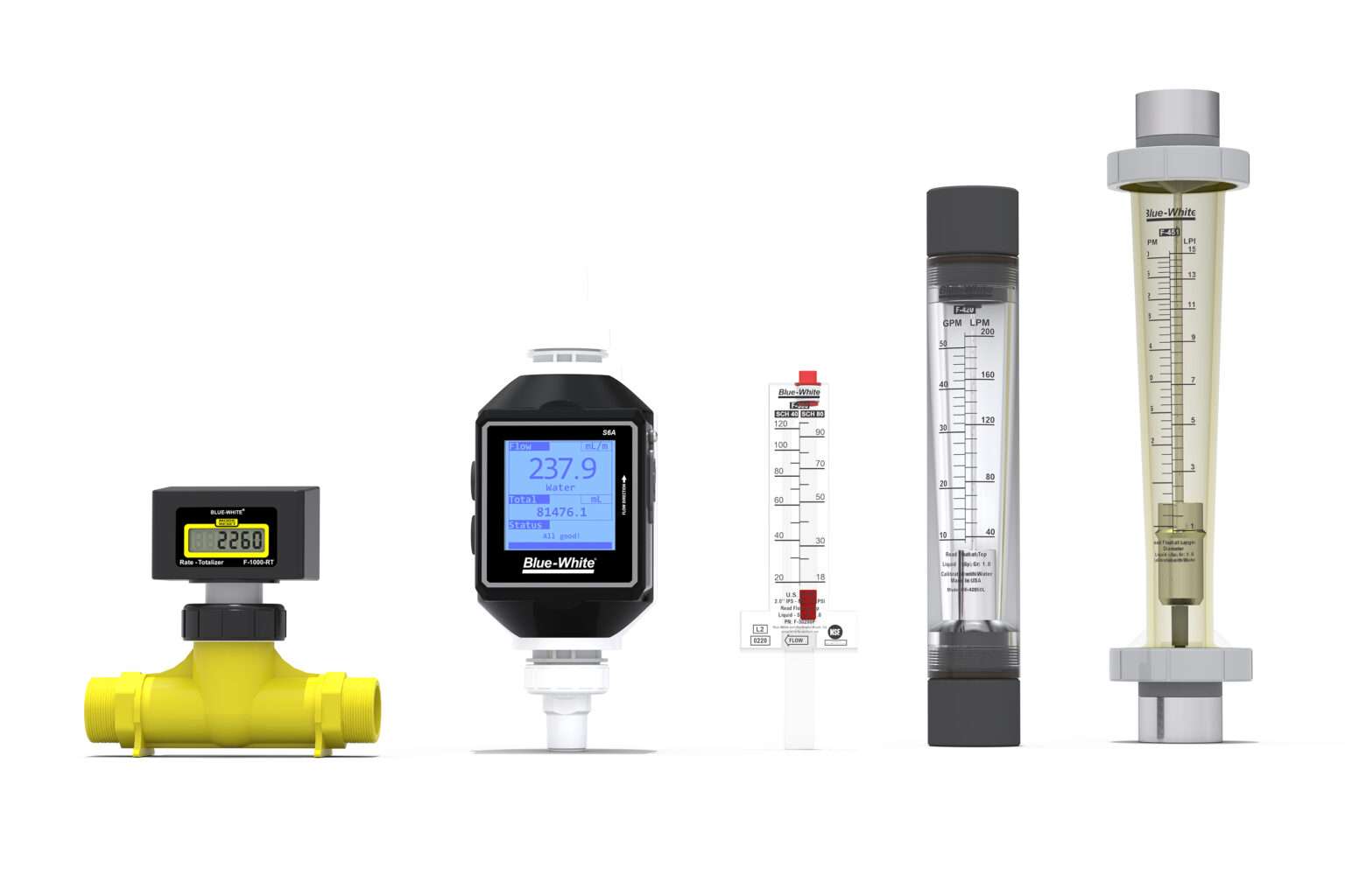 Flow Meters - Variable Area Acrylic, Variable Area Polysulfone, Paddlewheel, Ultrasonic