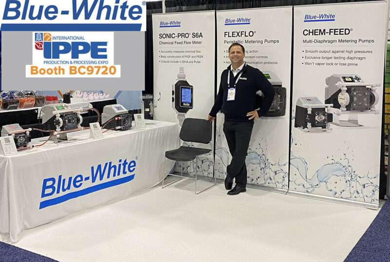 Stop by Booth BC9720 and talk with AJ about Blue-White®'s Simple and Precise Chemical Dosing Pumps which help ensure proper chemical treatment from the hatchery to the processing plant.