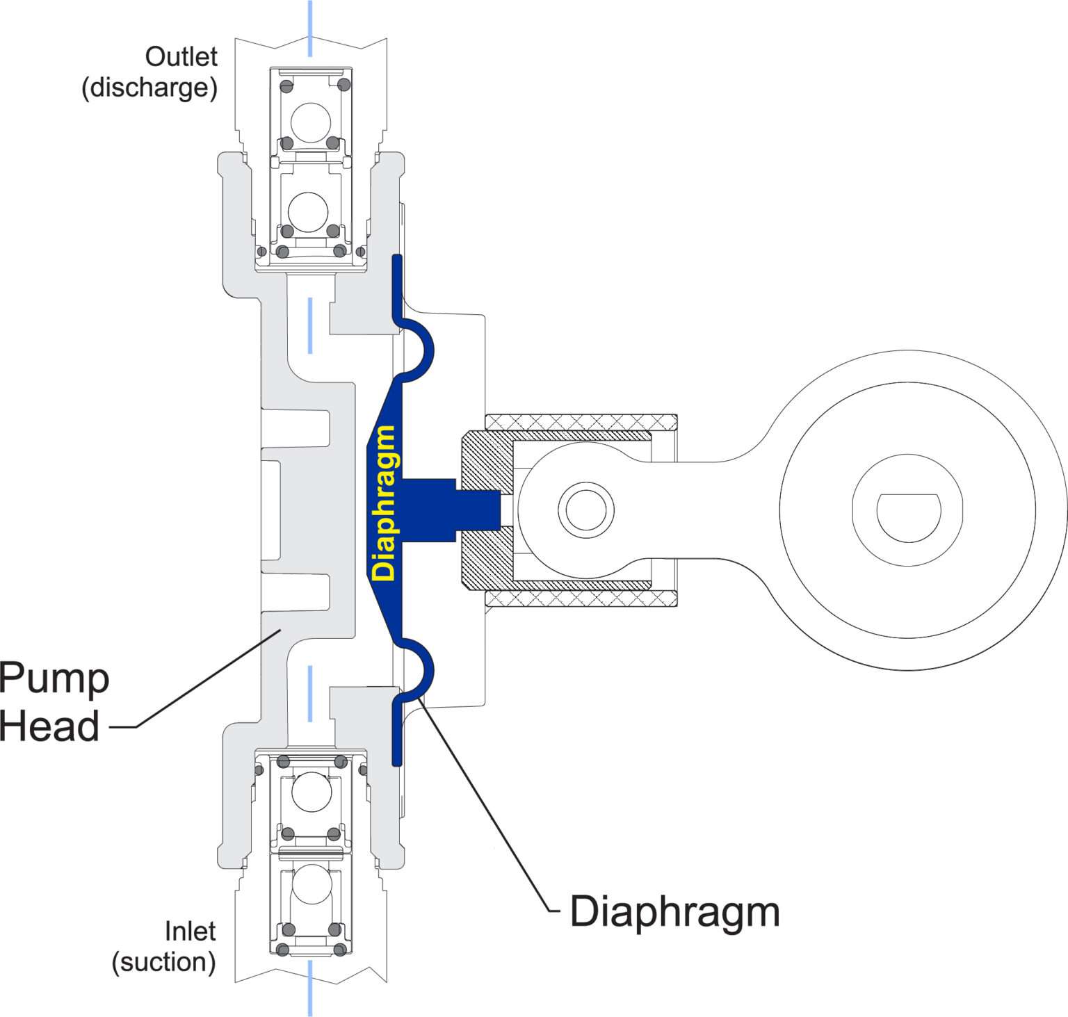 Funktionsprinzipdiagramm der Membranpumpe