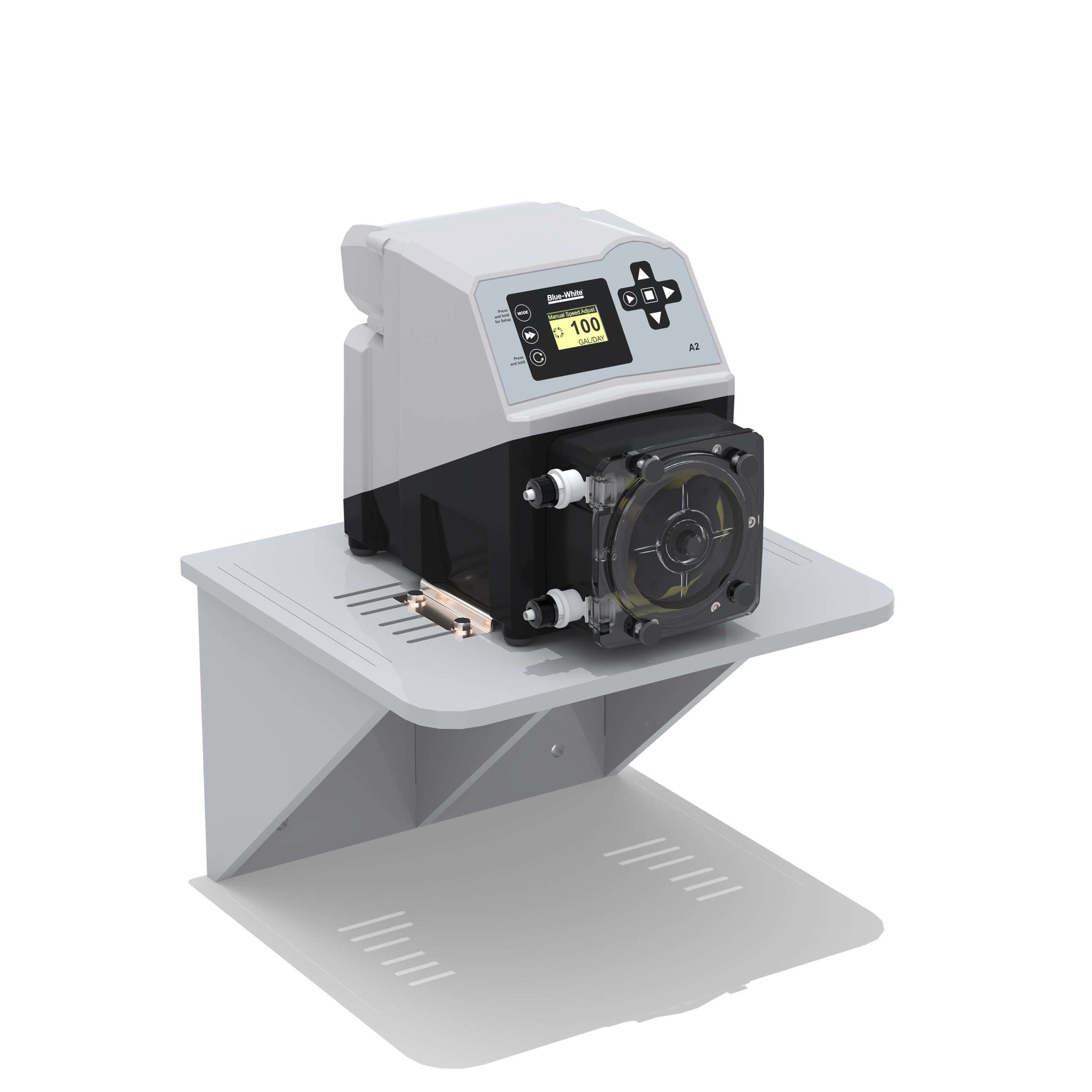 A2 3 FLEXFLO® A2 peristaltische doseerpomp gemonteerd op een wandplank (KIT-PSM)