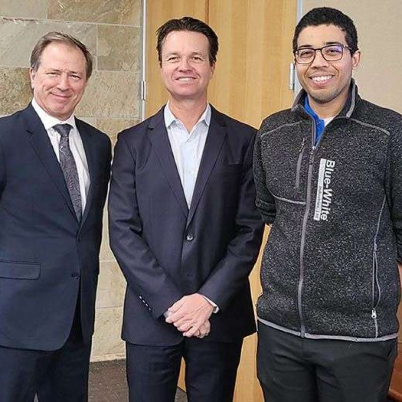 Blue-White® Board of Directors elected two new officers in their 2023 First Quarter Meeting. The Board voted Unanimously to appoint Bill McDowell to the position of Chief Operating Officer, and Patrick Murphy as Vice President of Operations. Pictured with them is Blue-White CEO Rob Gledhill Extending his Congratulations.